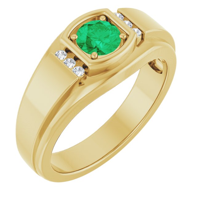 Natural Emerald & .08 CTW Natural Diamond Ring