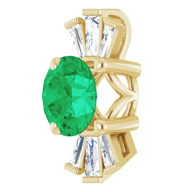 14K Yellow Gold Natural Emerald & 1/6 CTW Natural Diamond Pendant, 13 x 5.8 mm