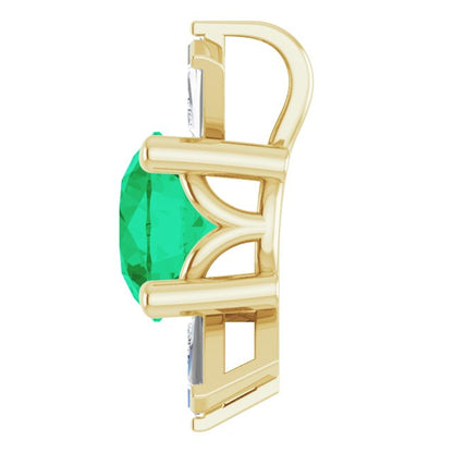 14K Yellow Gold Natural Emerald & 1/6 CTW Natural Diamond Pendant, 13 x 5.8 mm