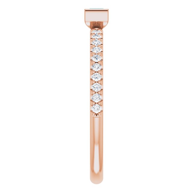 14K Rose Gold Natural London Blue Topaz & 1/6 CTW Natural Diamond Stackable Ring
