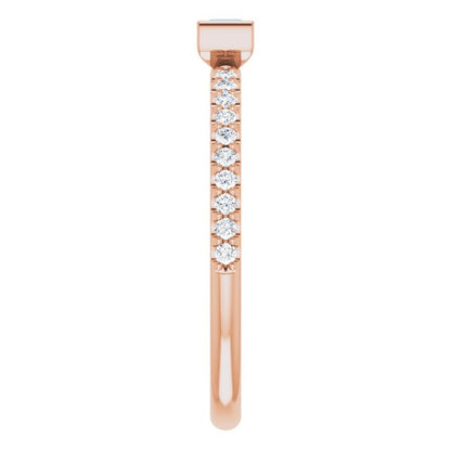 14K Rose Gold Natural London Blue Topaz & 1/6 CTW Natural Diamond Stackable Ring