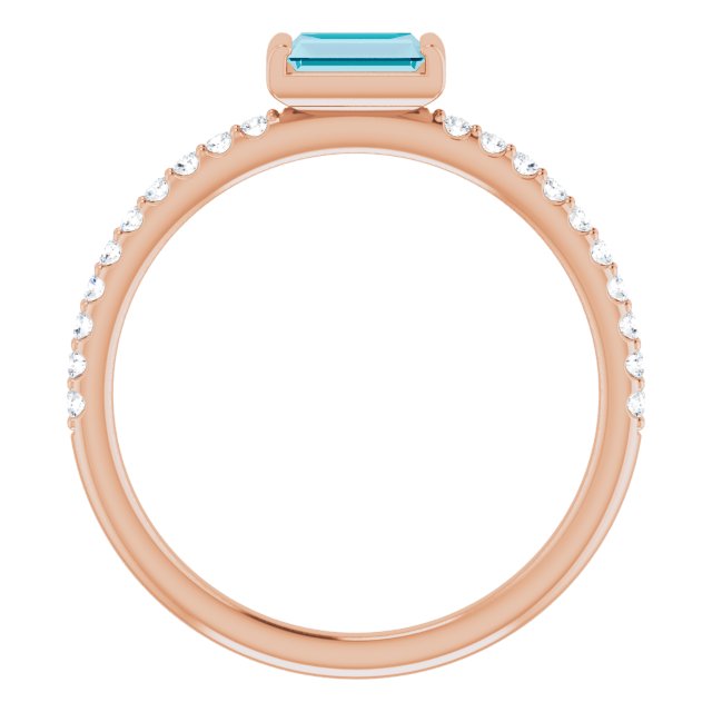 14K Rose Gold Natural London Blue Topaz & 1/6 CTW Natural Diamond Stackable Ring