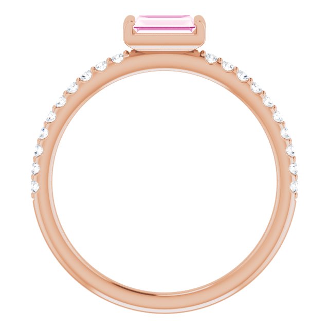 14K Rose Gold Natural Pink Sapphire & 1/6 CTW Natural Diamond Stackable Ring