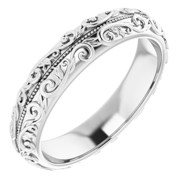 Milgrain Sculptural Half Round Band
