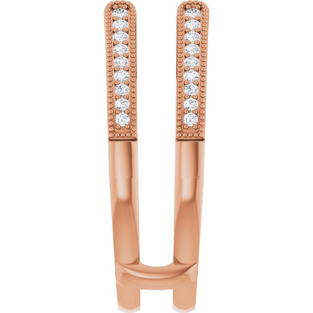 14K Rose Gold 1/4 CTW Natural Diamond Ring Guard, Milgrain Edge Sculptural Cathedral-Style