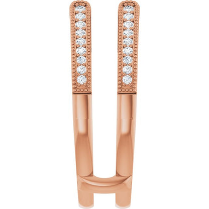 14K Rose Gold 1/4 CTW Natural Diamond Ring Guard, Milgrain Edge Sculptural Cathedral-Style