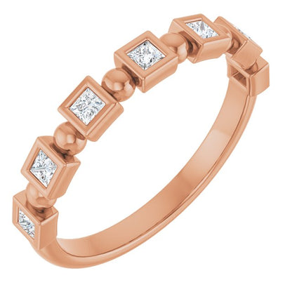 1/4 CTW Natural Diamond Anniversary Band, 2.8 mm, Beaded Bezel-Set