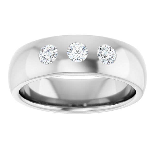 Platinum 1/3 CTW Natural Diamond Half Round Comfort-Fit Band