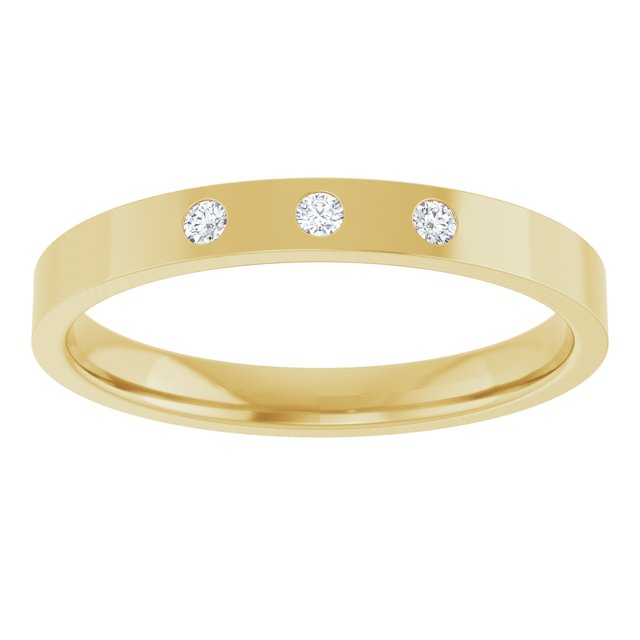 .04 CTW Natural Diamond Three-Stone Comfort-Fit Flat Band