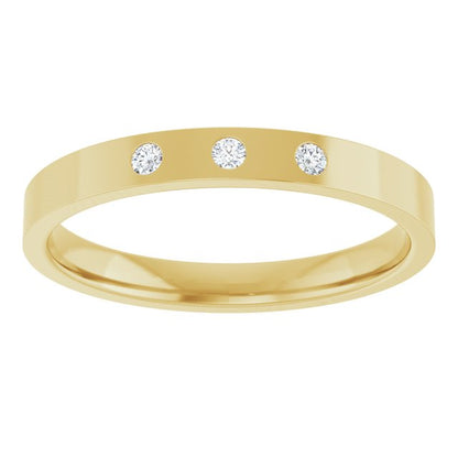 .04 CTW Natural Diamond Three-Stone Comfort-Fit Flat Band