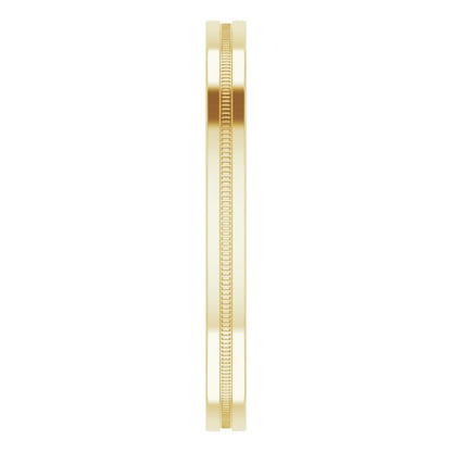 Milgrain Grooved Comfort-Fit Flat Band, 2 mm