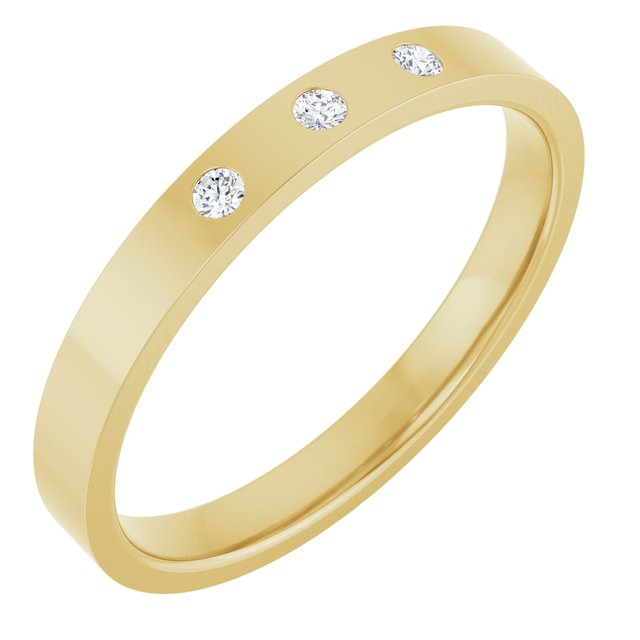 .04 CTW Natural Diamond Three-Stone Comfort-Fit Flat Band