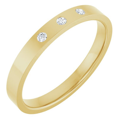 .04 CTW Natural Diamond Three-Stone Comfort-Fit Flat Band