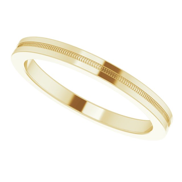 Milgrain Grooved Comfort-Fit Flat Band, 2 mm