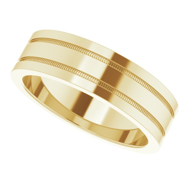Milgrain Grooved Comfort-Fit Flat Band, 2 mm, Style 2