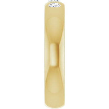 14K Yellow Gold 1/5 CTW Natural Diamond Half Round Comfort-Fit Band, 4 mm, Three-Stone