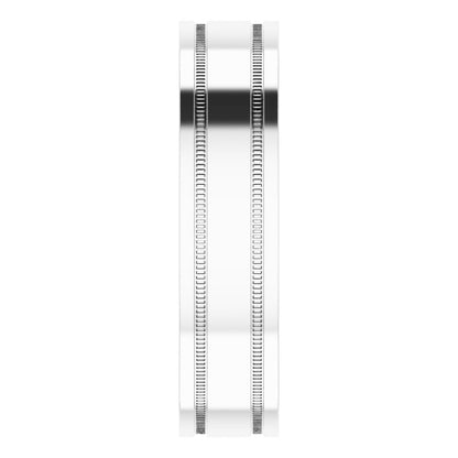 Milgrain Grooved Comfort-Fit Flat Band, 2 mm, Style 2
