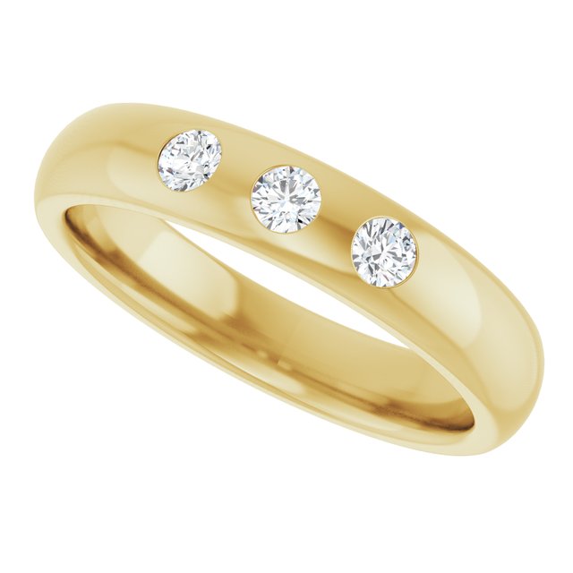 14K Yellow Gold 1/5 CTW Natural Diamond Half Round Comfort-Fit Band, 4 mm, Three-Stone