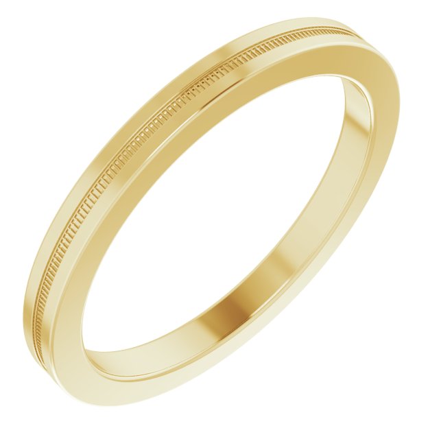 Milgrain Grooved Comfort-Fit Flat Band, 2 mm