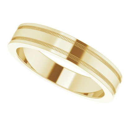 Milgrain Grooved Comfort-Fit Flat Band, 2 mm, Style 2
