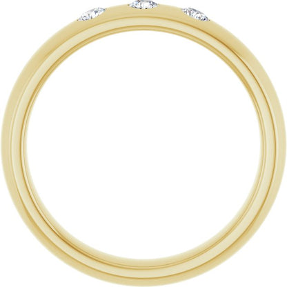 14K Yellow Gold 1/5 CTW Natural Diamond Half Round Comfort-Fit Band, 4 mm, Three-Stone