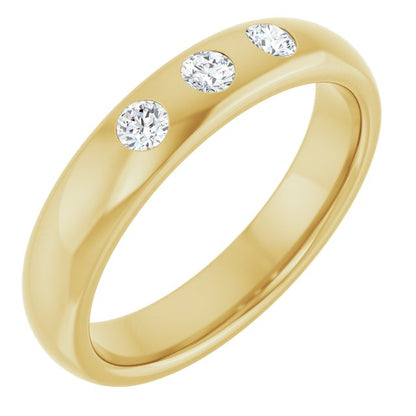 14K Yellow Gold 1/5 CTW Natural Diamond Half Round Comfort-Fit Band, 4 mm