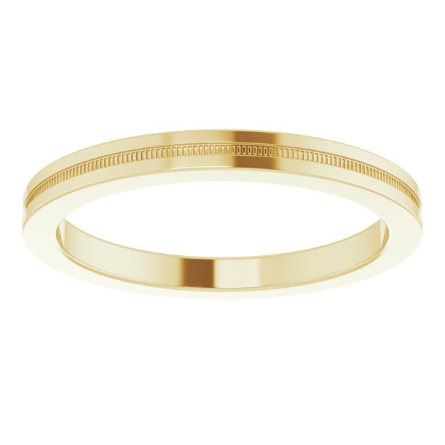 Milgrain Grooved Comfort-Fit Flat Band, 2 mm