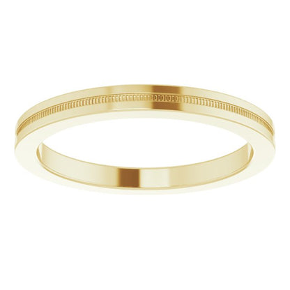 Milgrain Grooved Comfort-Fit Flat Band, 2 mm