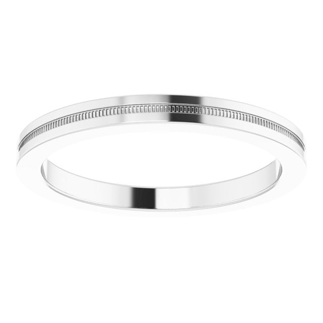 Milgrain Grooved Comfort-Fit Flat Band, 2 mm, Style 2