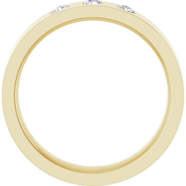 14K Yellow Gold 1/5 CTW Natural Diamond Three-Stone Comfort-Fit Flat Band