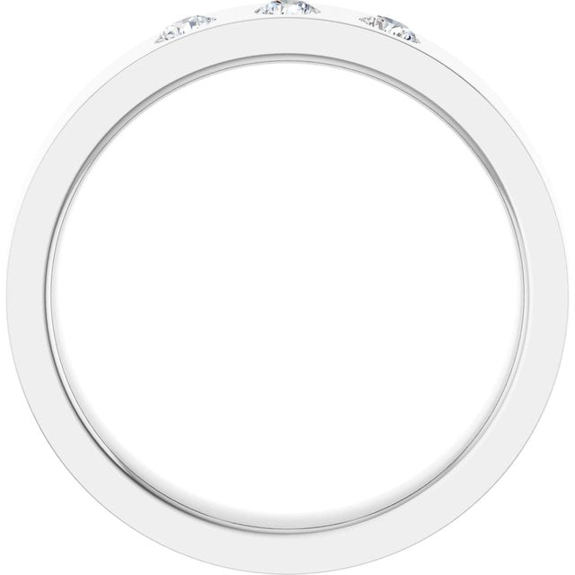 14K White Gold 1/5 CTW Natural Diamond Three-Stone Comfort-Fit Flat Band