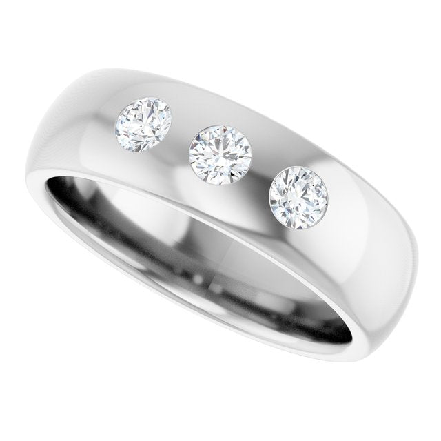 Platinum 1/3 CTW Natural Diamond Half Round Comfort-Fit Band