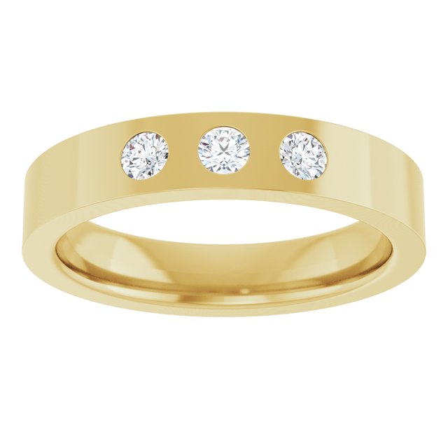 14K Yellow Gold 1/5 CTW Natural Diamond Three-Stone Comfort-Fit Flat Band