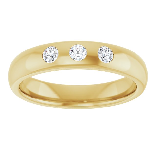 14K Yellow Gold 1/5 CTW Natural Diamond Half Round Comfort-Fit Band, 4 mm, Three-Stone
