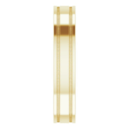 Milgrain Grooved Comfort-Fit Flat Band, 2 mm, Style 2