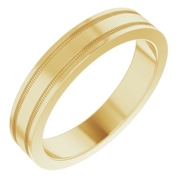Milgrain Grooved Comfort-Fit Flat Band, 2 mm, Style 2