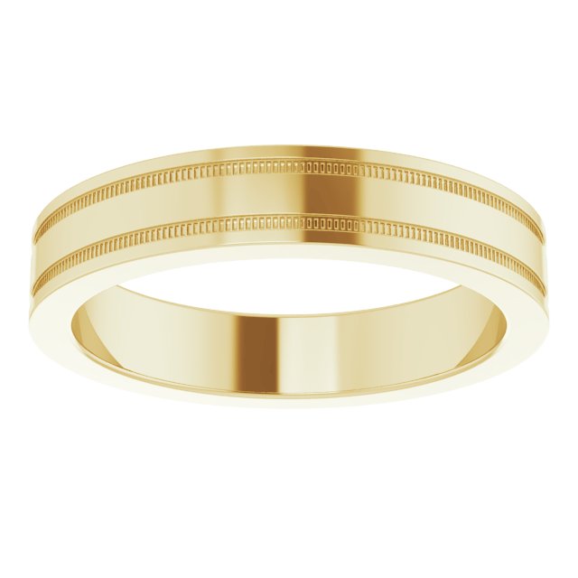 Milgrain Grooved Comfort-Fit Flat Band, 2 mm, Style 2