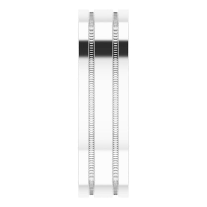 Milgrain Grooved Comfort-Fit Flat Band, 6 mm