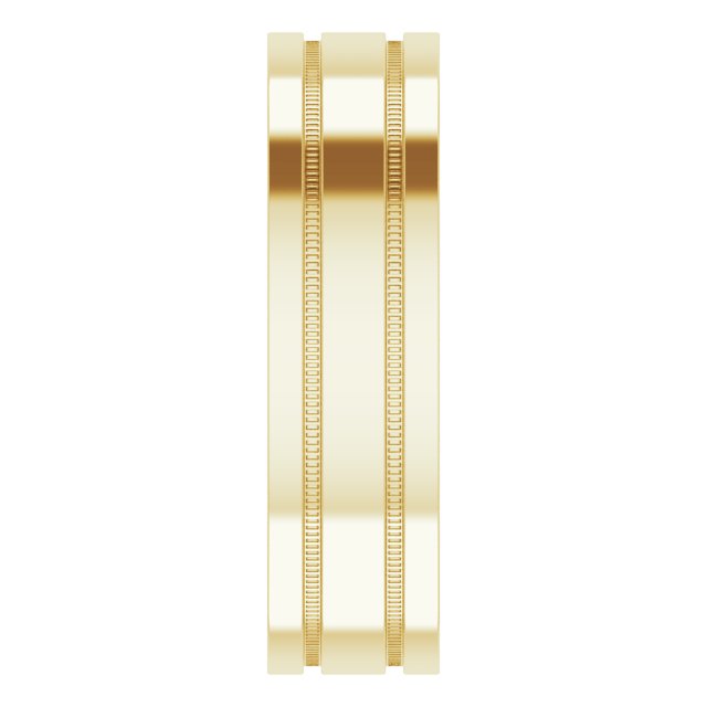 Milgrain Grooved Comfort-Fit Flat Band, 2 mm, Style 2