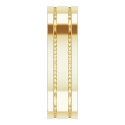 Milgrain Grooved Comfort-Fit Flat Band, 2 mm, Style 2