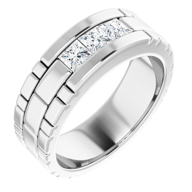 14K White Gold 3/4 CTW Natural Diamond Band