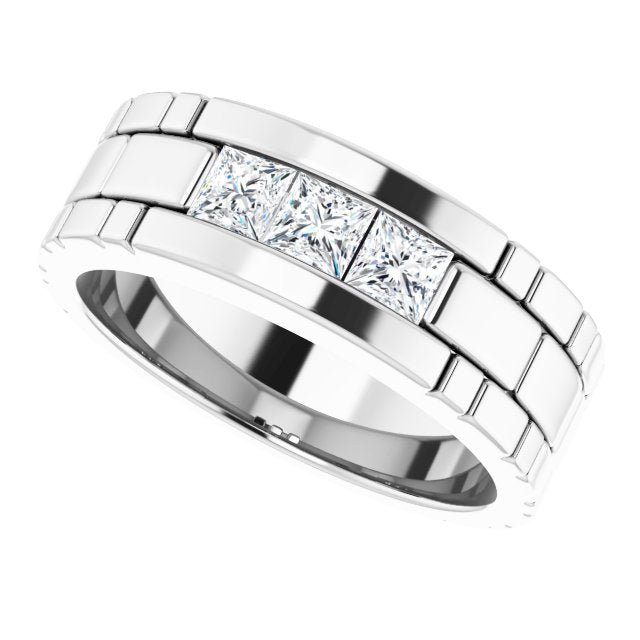 14K White Gold 3/4 CTW Natural Diamond Band