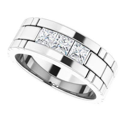 14K White Gold 9/10 CTW Natural Diamond Band
