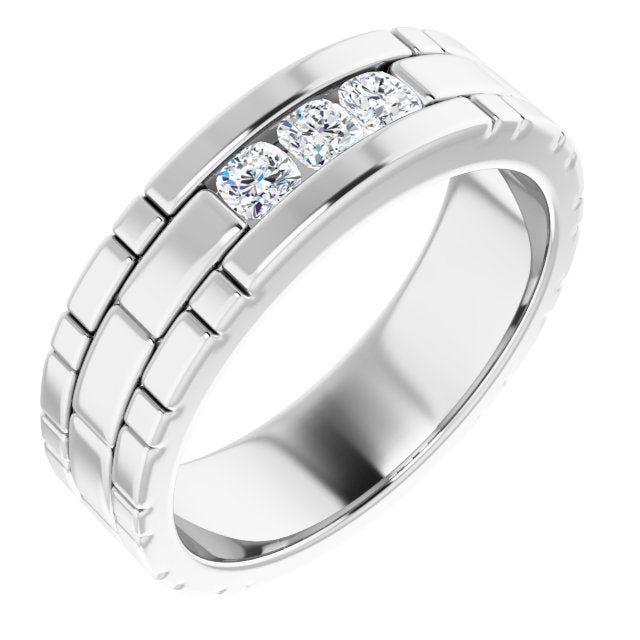 14K White Gold 1/2 CTW Natural Diamond Band