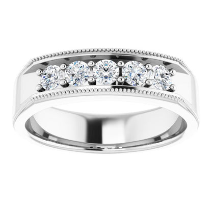 5/8 CTW Natural Diamond Milgrain Band