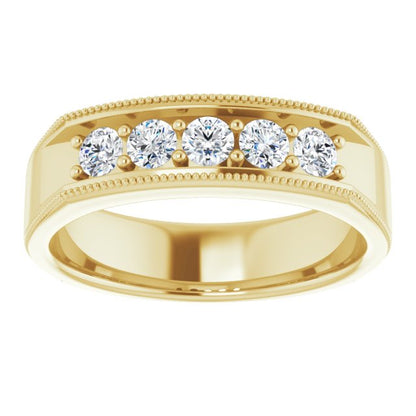 5/8 CTW Natural Diamond Milgrain Band
