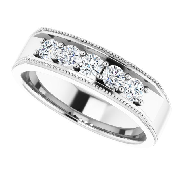 5/8 CTW Natural Diamond Milgrain Band
