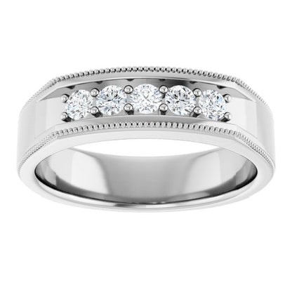 3/8 CTW Natural Diamond Milgrain Band