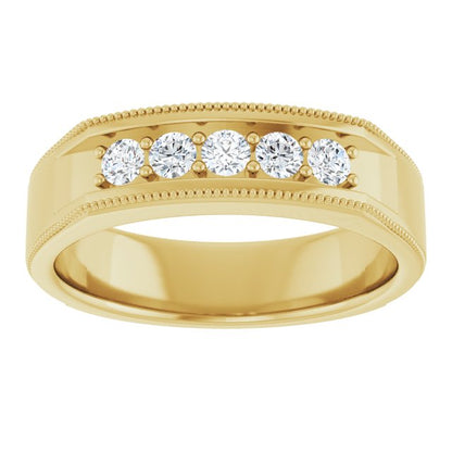 3/8 CTW Natural Diamond Milgrain Band