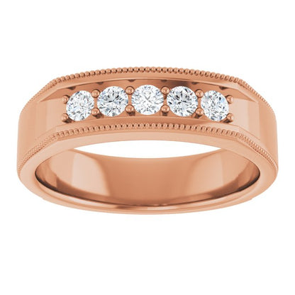 3/8 CTW Natural Diamond Milgrain Band